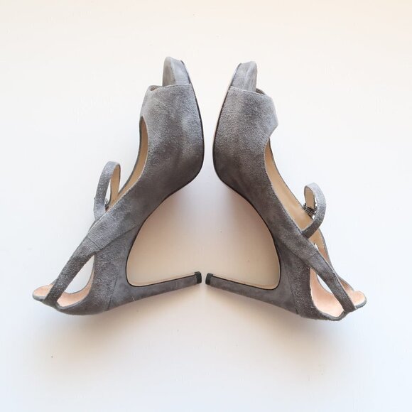 Via Spiga Grey Suede Open Toe Mary Jane Stiletto Heels / Sandals / Shoes Size 6 - Picture 4 of 16
